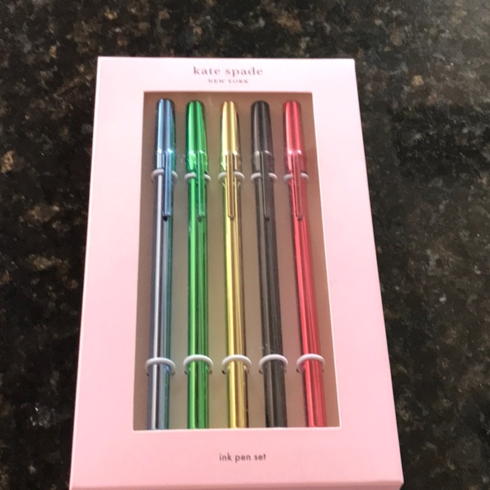 BRAND NEW KATE SPADE METALLIC PEN SET OF 5